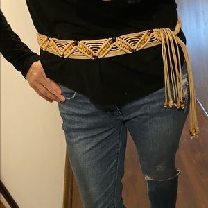 3 fun boho belts/sashes. 2 are woven cord with beads, 1 has coconut beads.